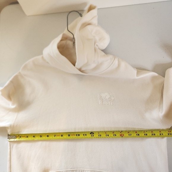 Roots Cream Cloud Fleece Hoodie Sweatshirt Beaver Logo Cabincore Small Medium - Picture 8 of 9